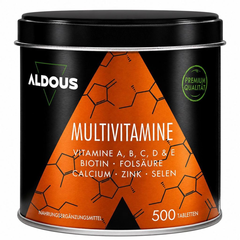 Multivitamin Tabletten Hochdosiert - 500 Tabletten - + 1 Jahr - Vitamin C, D, E, A, B-Vitamine, Biotin, Folsäure, Calcium, Zink, Selen - Immunsystem
