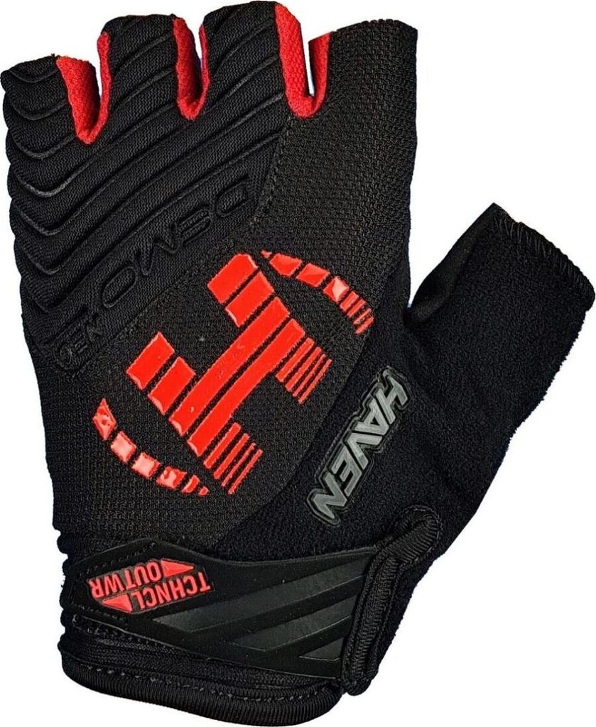 HAVEN Fingerlose Fahrradhandschuhe - DEMO NEO SHORT - Schwarz/Rot S