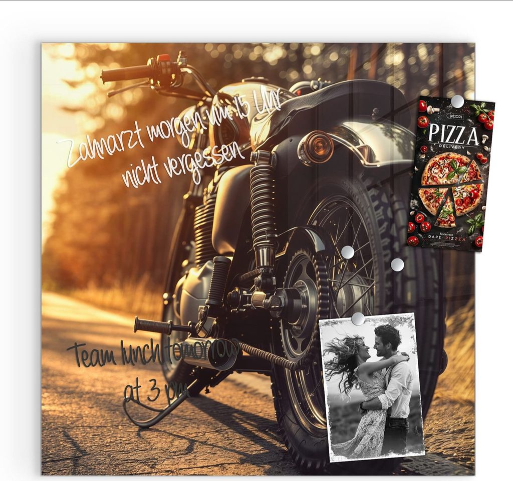 Magnettafel 50x50cm Pinnwand Whiteboard beschreibbar - Motorradsonne