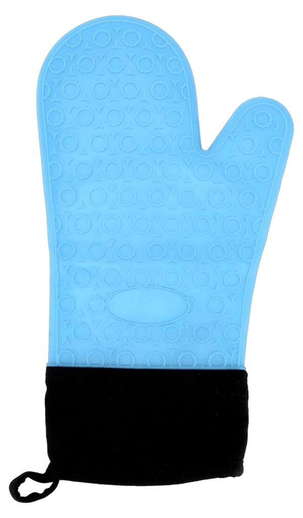 Ofenhandschuhe aus Silikon, rutschfeste Küchen-Backhandschuhe, hochtemperaturbeständig, 2-Finger-Design (Blau)