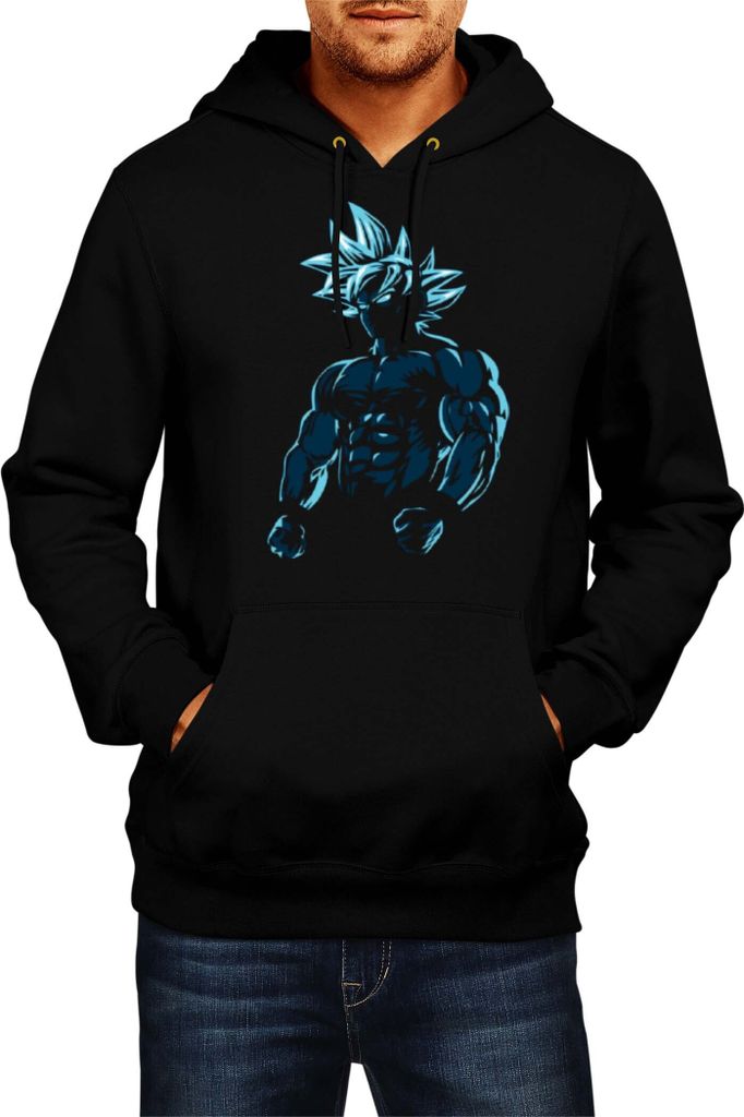 Herren Kapuzenpullover Dragon Anime Manga Ball Z Goku Blue 01, Man 2XL / Schwarz