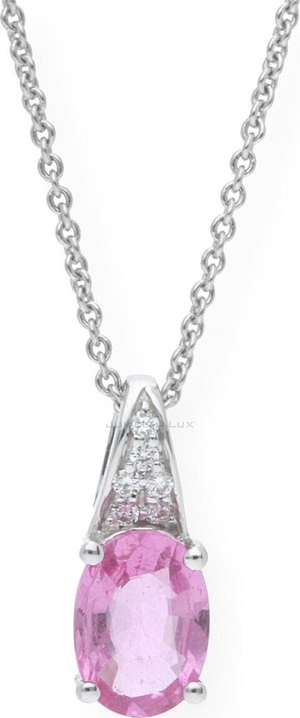 Kettenanhänger Weißgold 585 Brillanten und pinker Saphir JL10-02-1074 JuwelmaLux