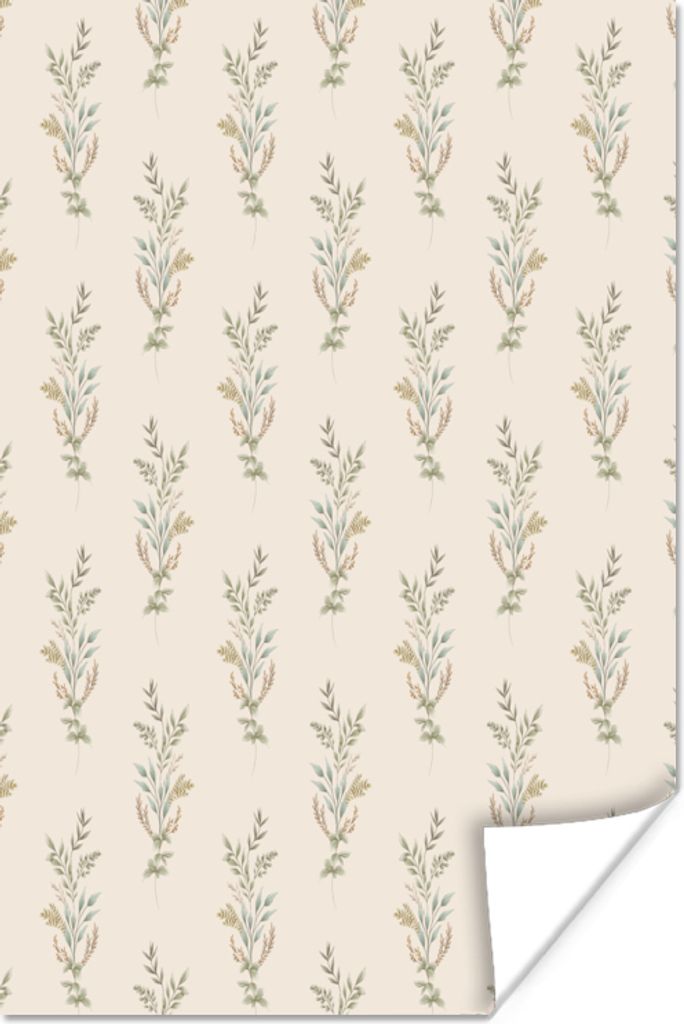 MuchoWow Poster Blätter - Vintage - Pastell 80x120 cm - Papierdruck