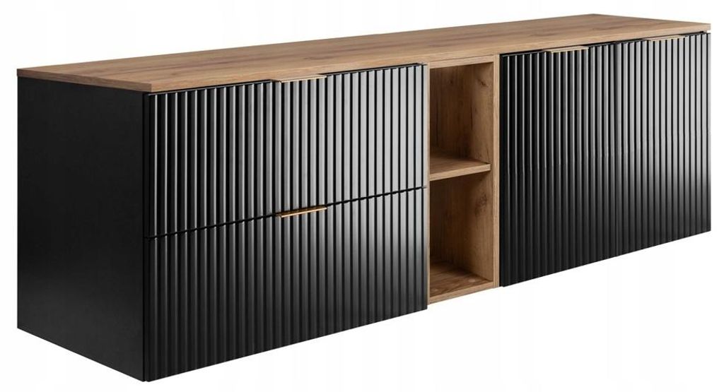 Rodan Waschbeckenunterschrank 160cm - Schwarz-Braun - Produktbild 