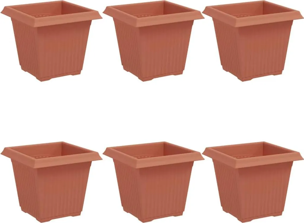 Pot de Fleurs 16x16 cm Carré Rouge Brique x6 - Résistant et Durable