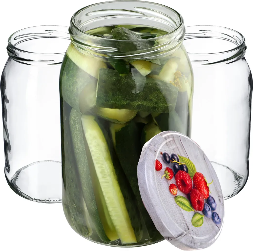Vasetti per marmellata KADAX 350ml, fi82 mm, vasetti per conserve con coperchio a vite, vasetti per
