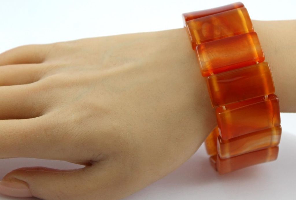 Carneol Armband orange rostbraune Natur Edelsteine flexibel 20