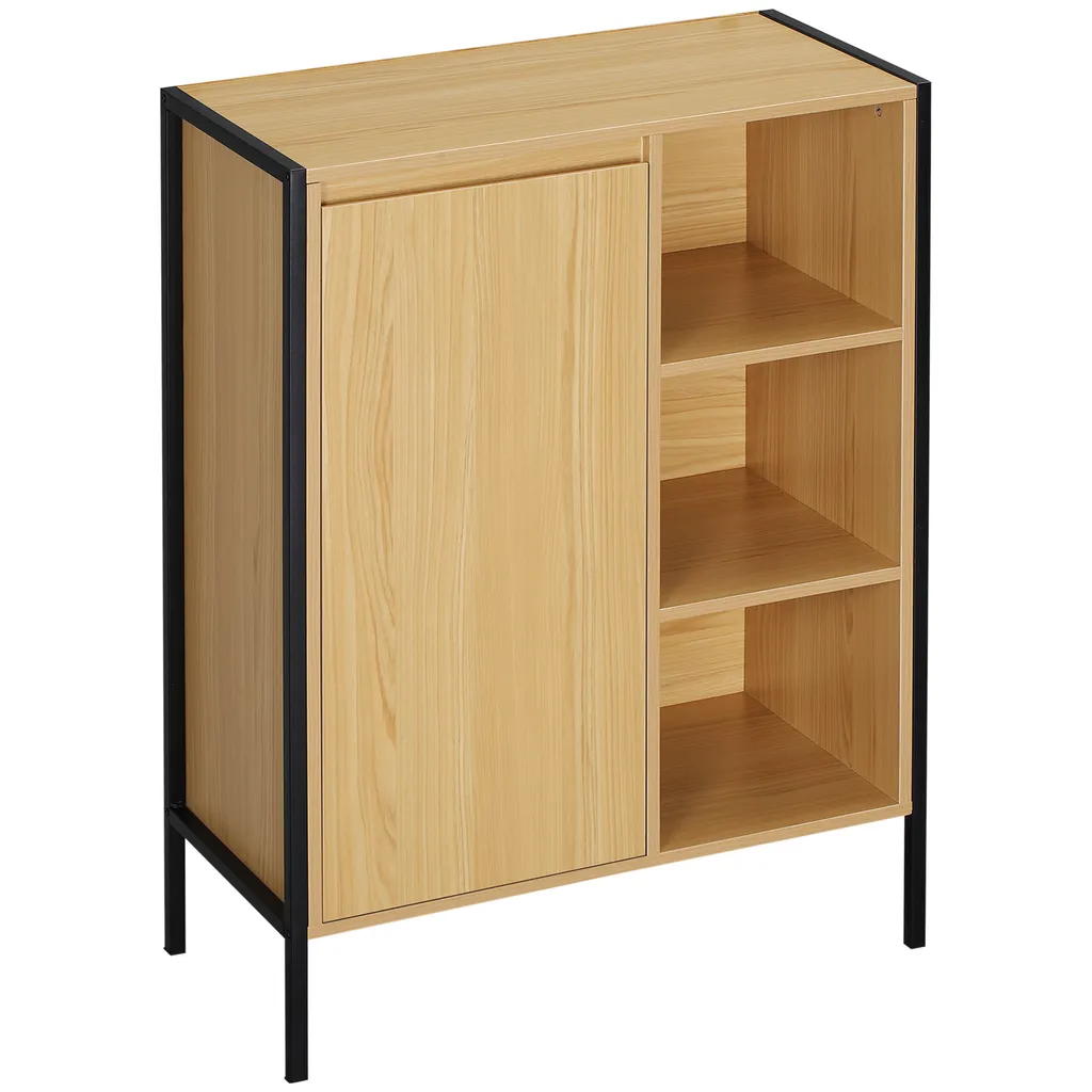 Armoire de toilette Kleankin 60x28x80 cm avec 3 niches et placard noir