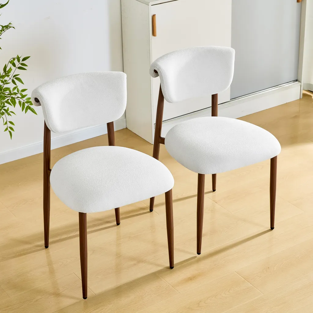 Chaise de salle à manger en lin blanc lot de 2 assise confortable chic