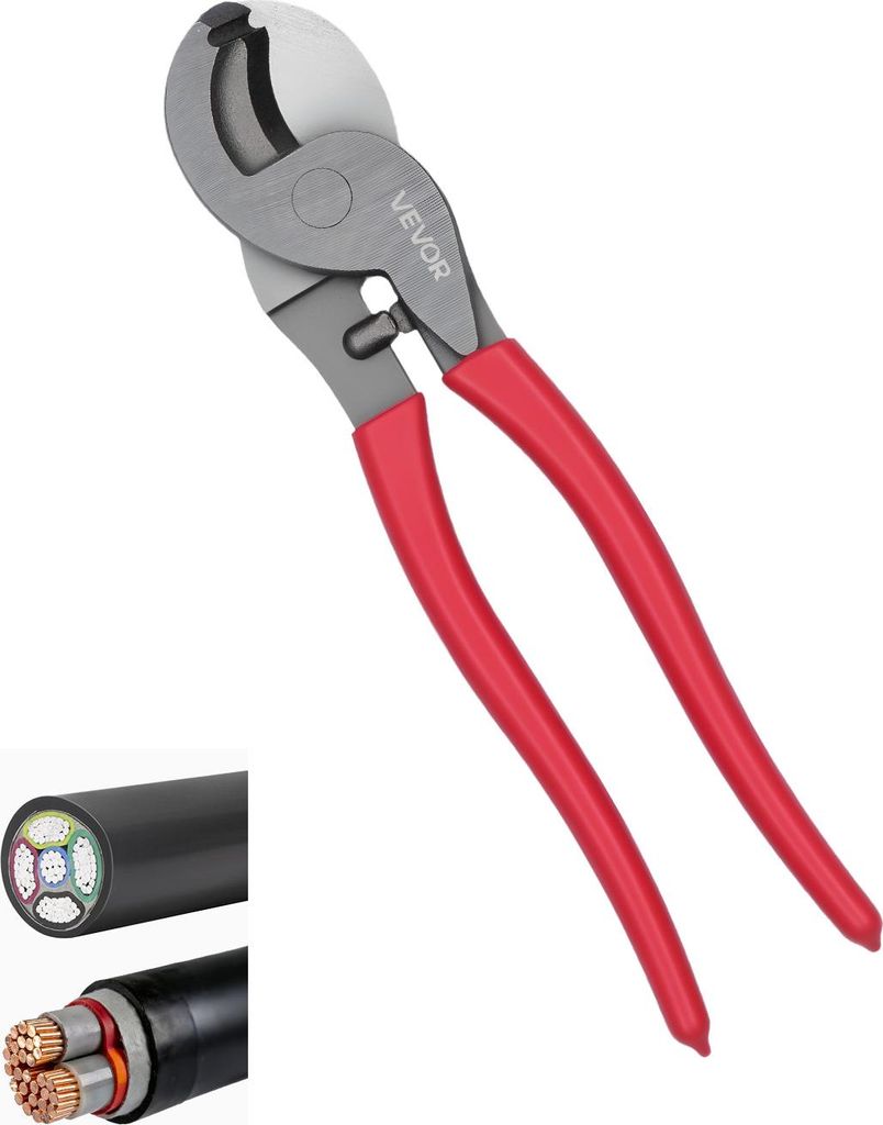 VEVOR Hochleistungs-Kabelschneider,235 mm Kompaktgröße mit Geschmiedeten Klingen und PVC-beschichteten Griffe, für 4/0 AWG Aluminium-, 2/0 AWG W...