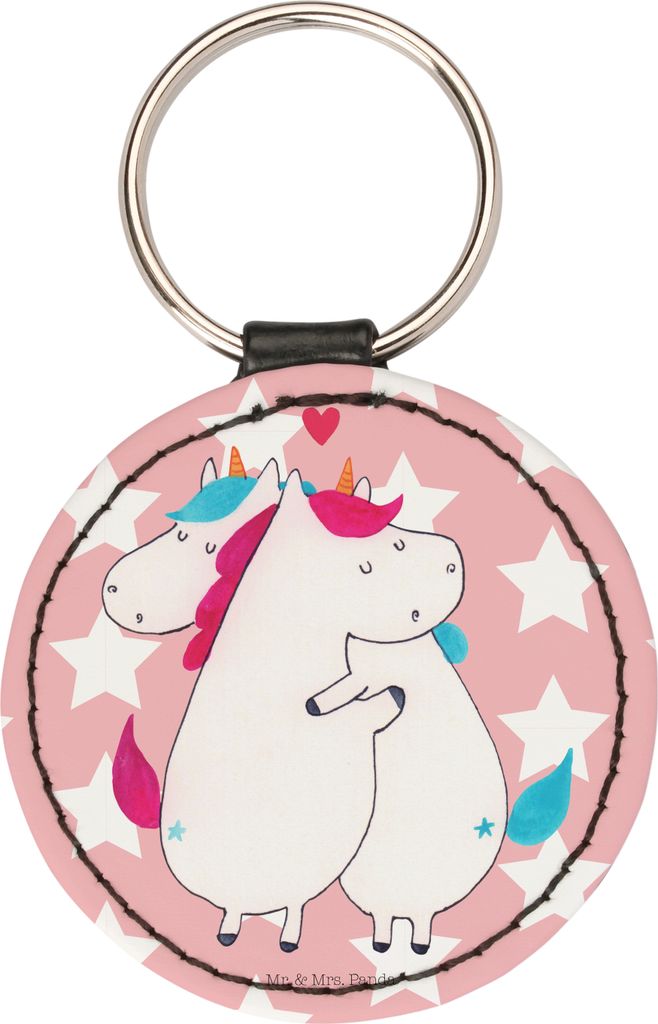 Mr. & Mrs. Panda Schlüsselanhänger Einhorn Mitteilung - Rot Pastell - Geschenk, edel, Einhörner, Taschenanhänger, Anhänger, Spruch, Unicorn, L...