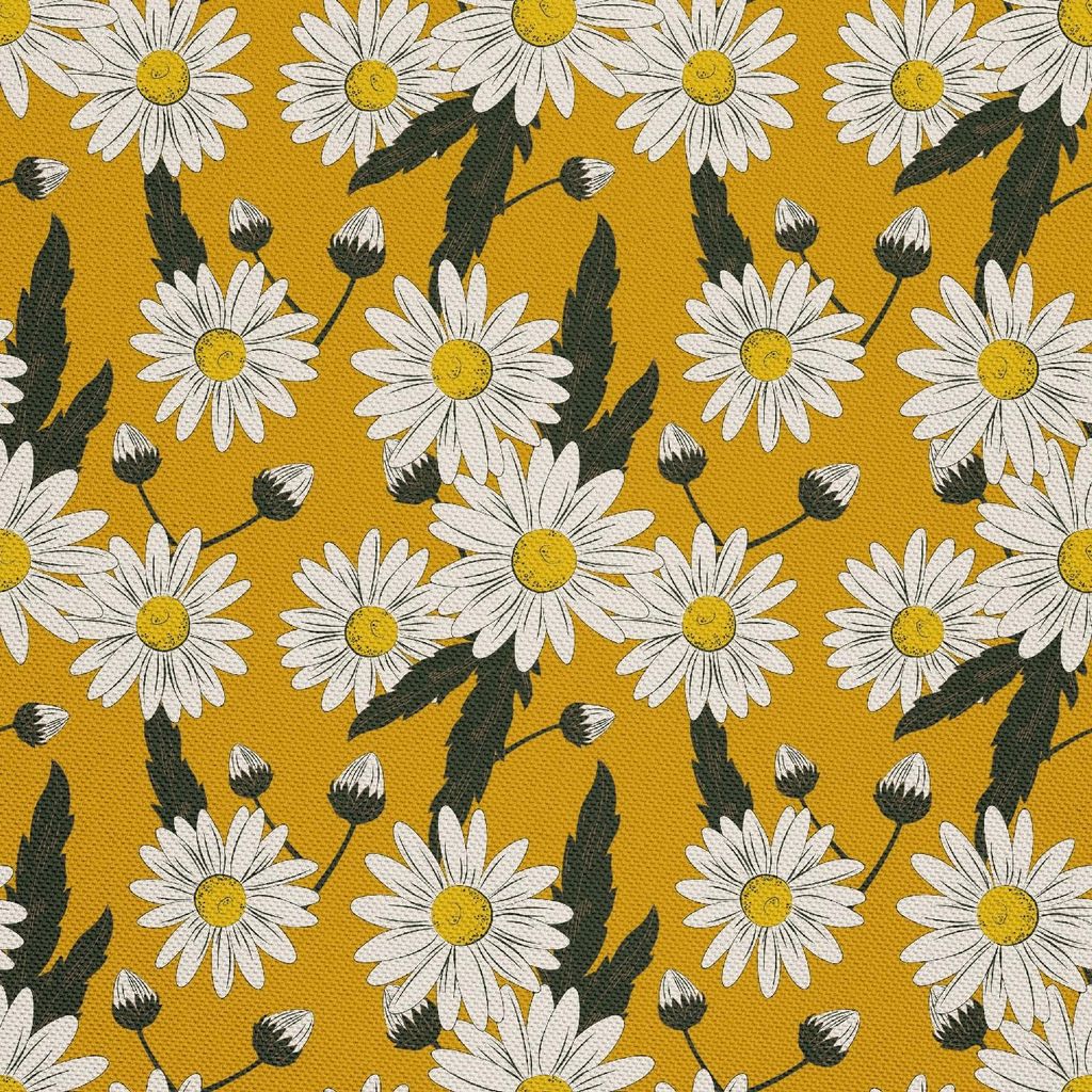 OUTDOOR DEKOSTOFFE OXFORD - Motiv Gänseblümchen auf gelbem 2
