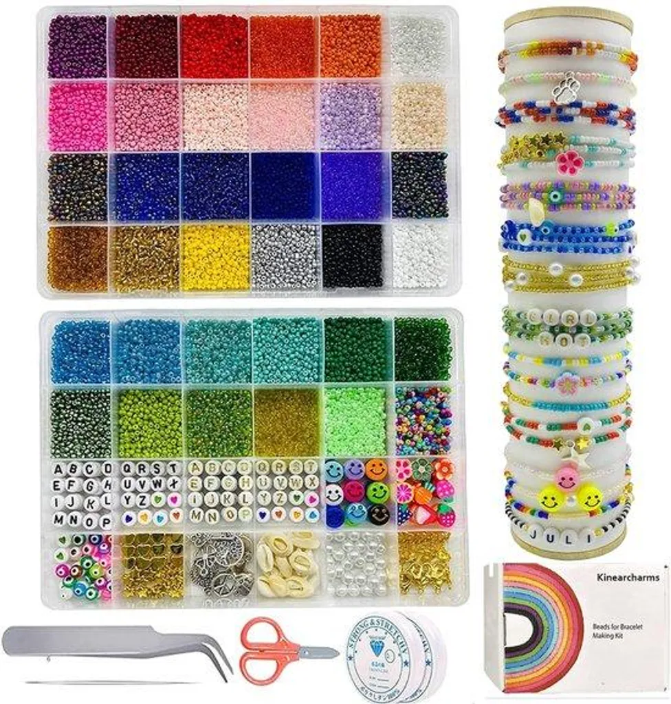 Coffret perles de rocaille en verre 2mm pour création de bijoux DIY