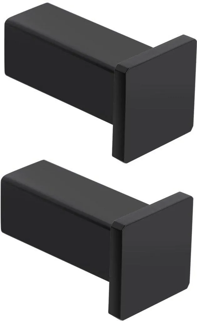 Porte-serviettes noir en acier inoxydable avec 2 crochets muraux