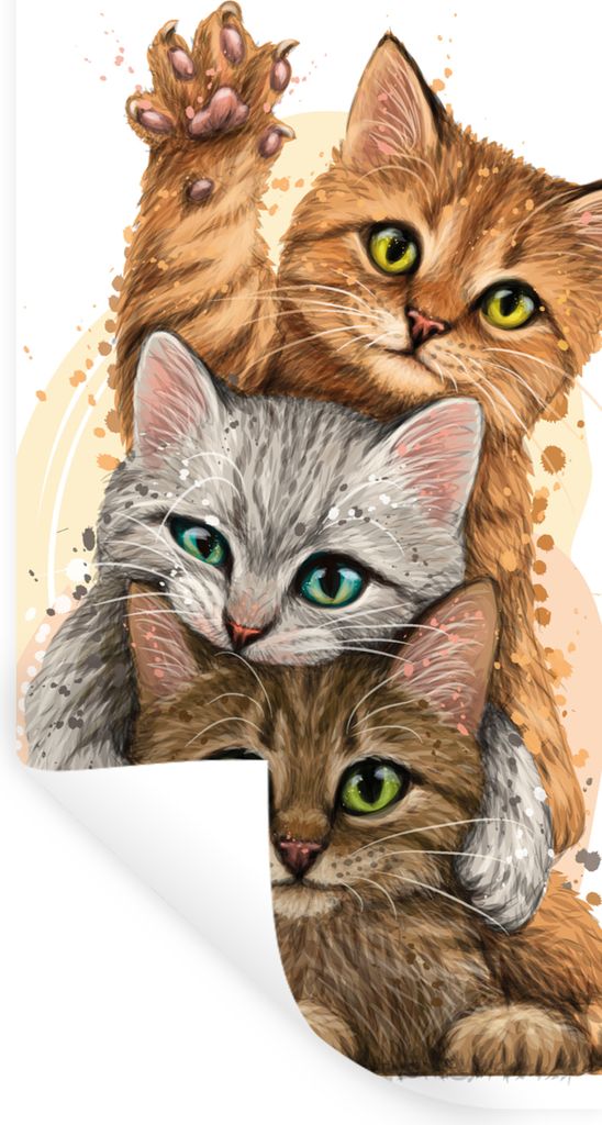 MuchoWow Wandtattoo Wandsticker Wandaufkleber Katzen - Illustration - Haustiere - Katze 40x80 cm Selbstklebend und Repositionierbar - Repositioni...