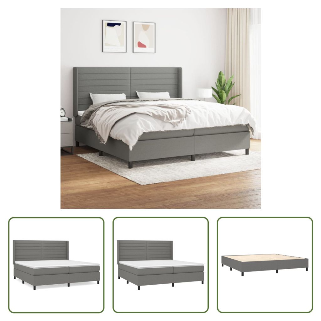 The Living Store Boxspringbett mit Matratze Dunkelgrau 200x200 cm Stoff