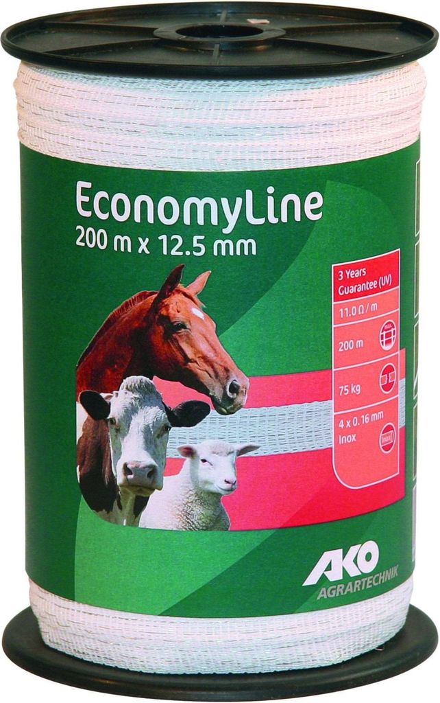 KERBL Weidezaunband Economy Line Weiß 200m / 12,5mm