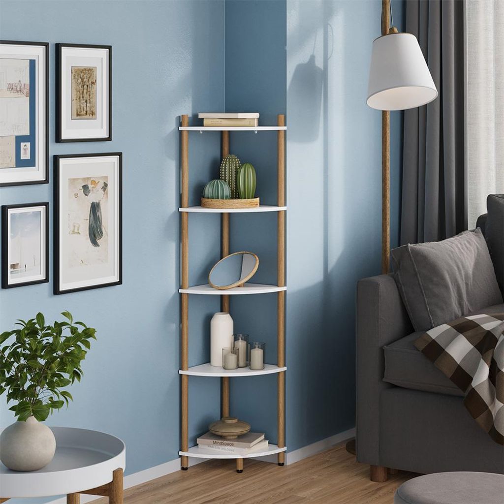 Étagère d'angle Vicco Bivio blanc/pin 29x133cm avec 5 Image du produit 