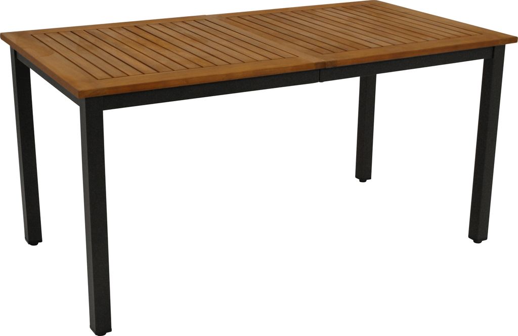 DEGAMO Gartentisch Tisch RAGUSA 150x80cm rechteckig, Metall anthrazit + Akazie