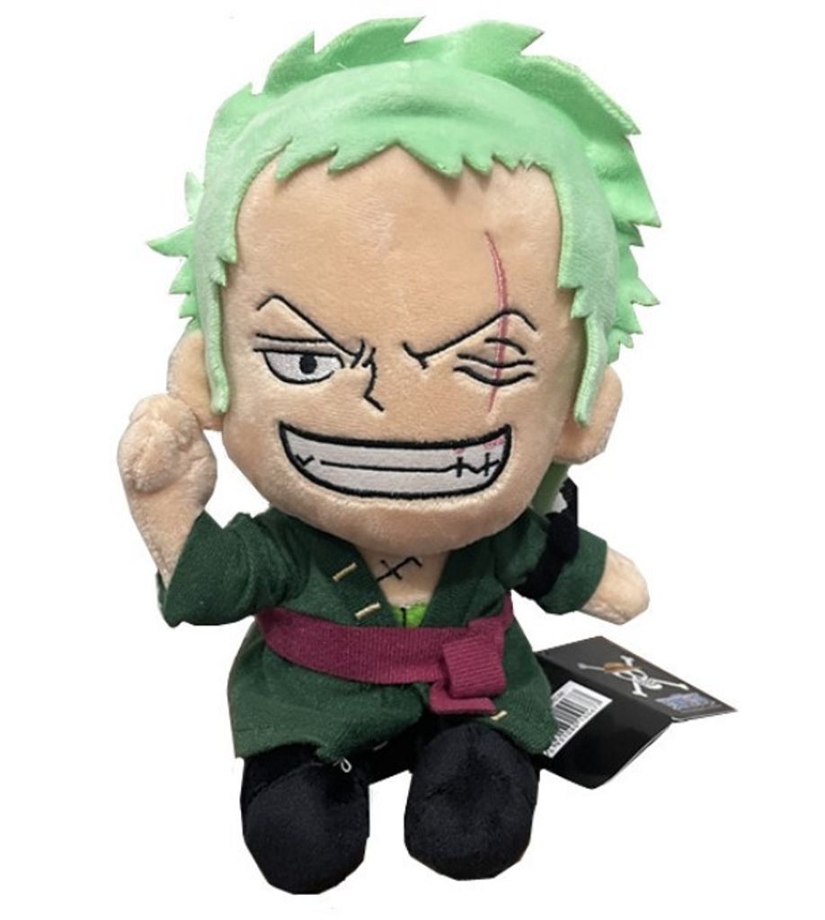 A plush toy of the character Zoro from One Piece, shown from the front.