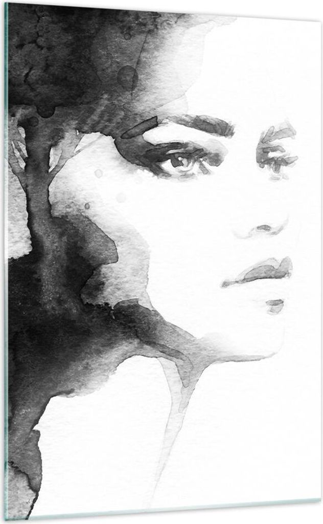 Bilder auf glas - Einteilig - Porträt Malerei Frau Gesicht - 70x100cm - Glasbilder - Wandbilder - Bilder - Wanddekoration aus Glas - Glas Bilder -...