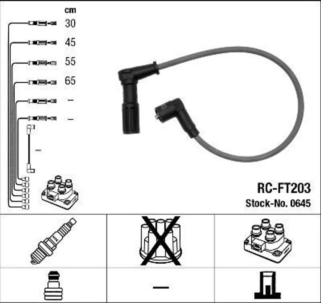 Kit câbles d'allumage NGK 0645 pour l'entretien de Jumpy et Fiorino