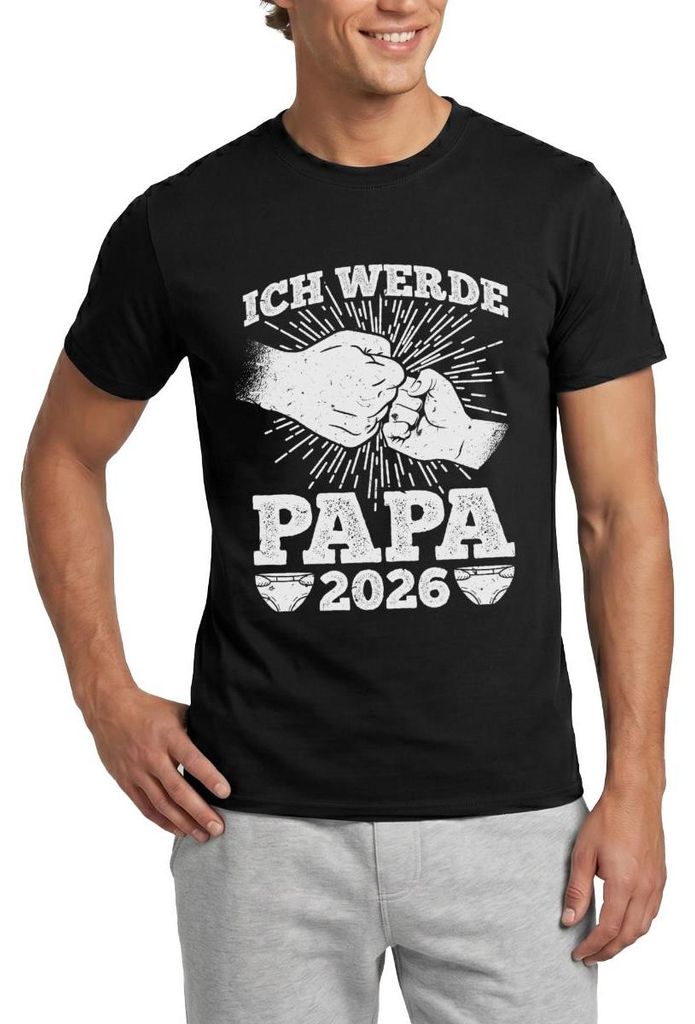 Spreadshirt Ich Werde Papa 2026 Überraschung Für Werdende Väter Männer T-Shirt, 4XL, Schwarz