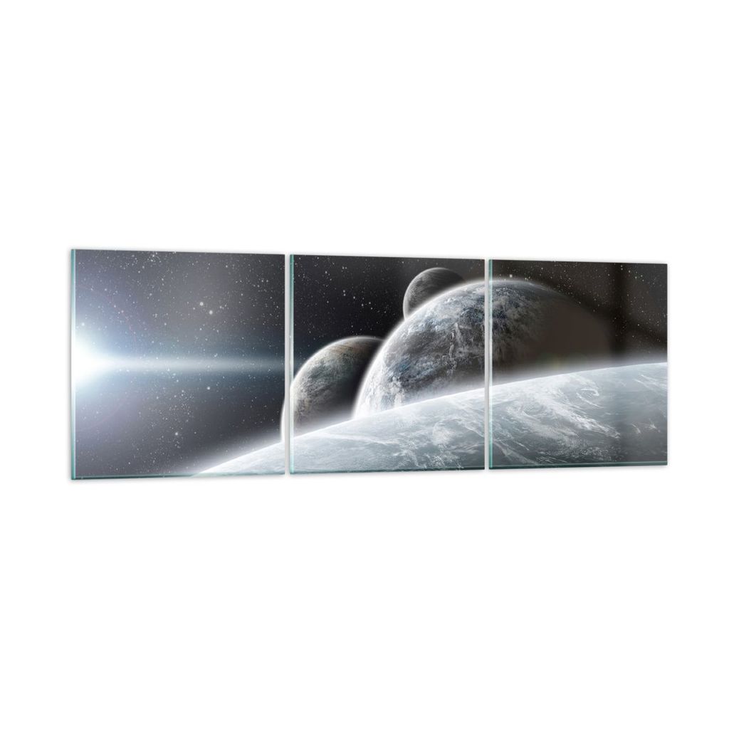 Bilder auf glas - Planeten Kosmos Sterne - 90x30cm - Glasbilder - Wandbilder - Kunstdruck - zum Aufhängen bereit - Wanddekoration aus Glas - Glas ...