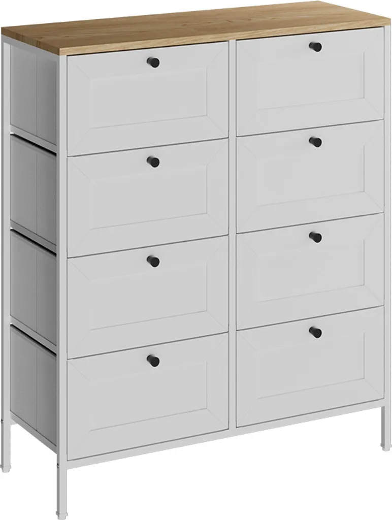 Commode Vicco Belaro 8 tiroirs blanc mat 80x95cm, Meuble polyvalent