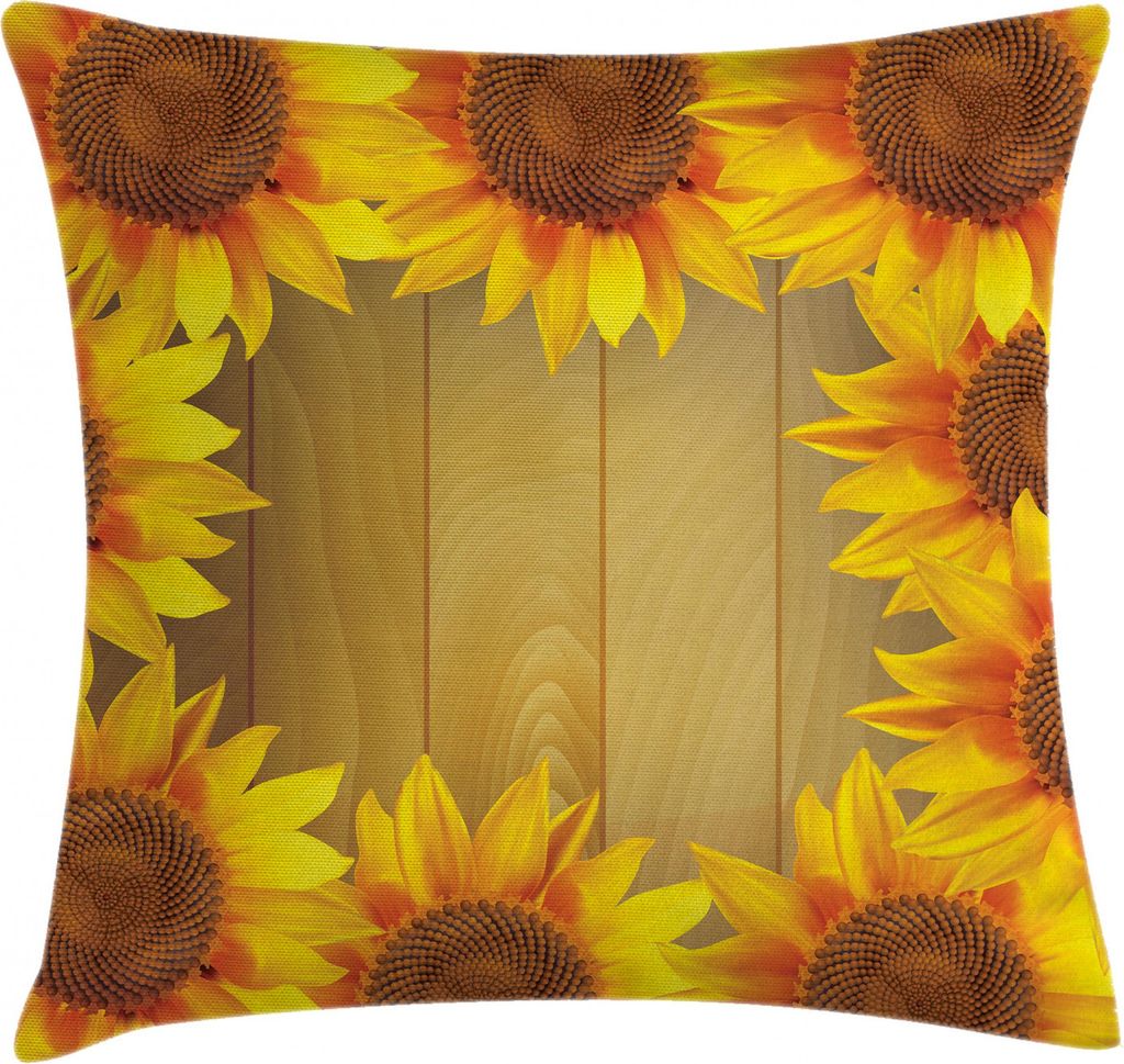 ABAKUHAUS Sonnenblume Kissenbezug, Blumen Rahmen Kreis, Waschbar mit Reißverschluss Kissenhülle mit Farbfesten Klaren Farben Beidseitiger Druck, ...