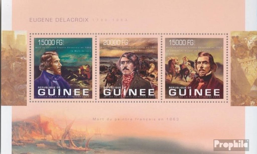 Briefmarken Guinea 2013 Mi 9874-9876 Kleinbogen (kompl. Ausgabe) postfrisch Eugène Delacroix