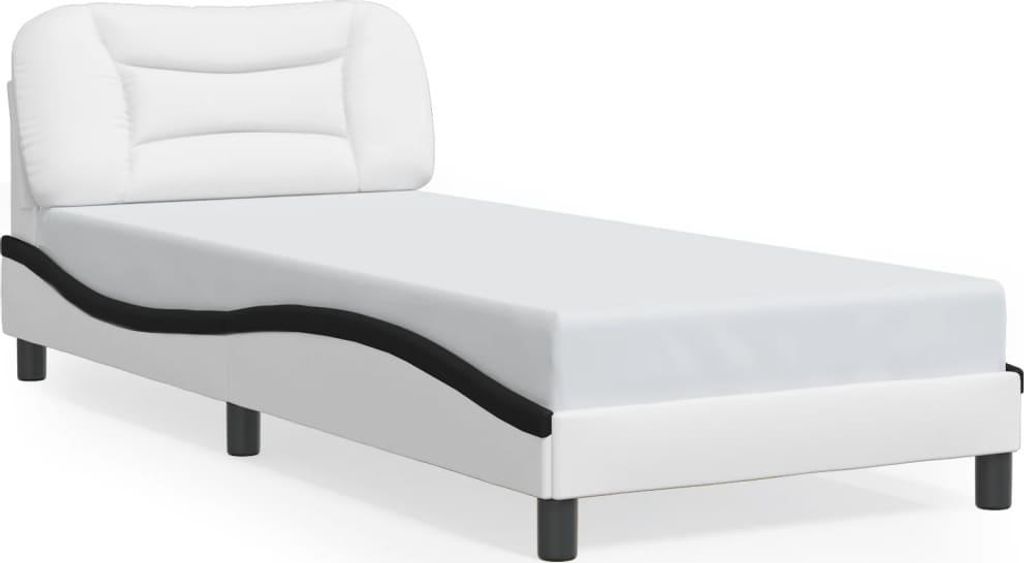 vidaXL Bettgestell ohne Matratze "Hvar" Weiß und Schwarz 80x200 cm Kunstleder