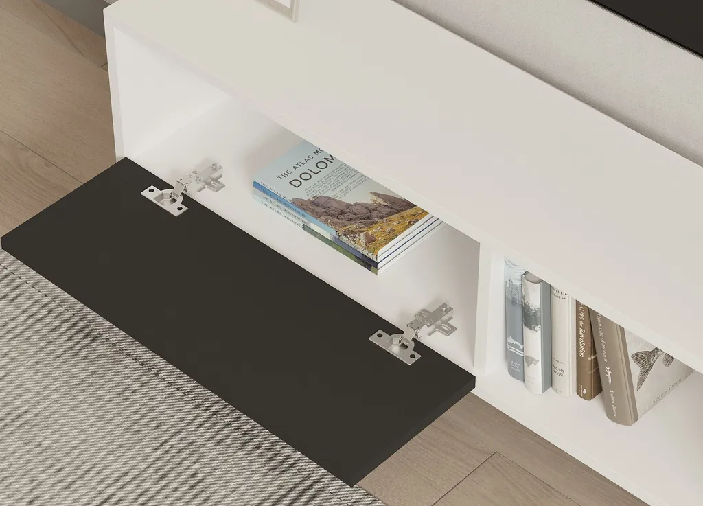 Meuble TV en mélaminé anthracite et blanc Funda résistant aux rayures - 3