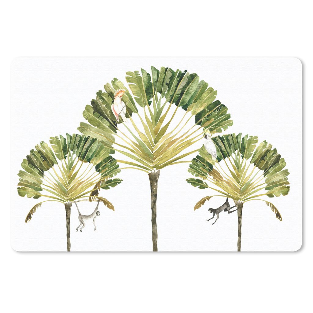 MuchoWow Schreibtischunterlage Dschungel - Kakadu - Baum 60x40 cm - XXL Mauspad - Großes Mauspad