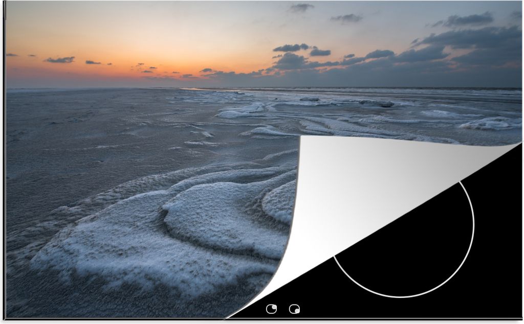 KitchenYeah Herdabdeckplatte Schäumendes Meer bei Sonnenaufgang , 85x52cm, Küche Deko, Glaskeramikkochfeld Herdabdeckung, Abdeckplatte fùr Koc...