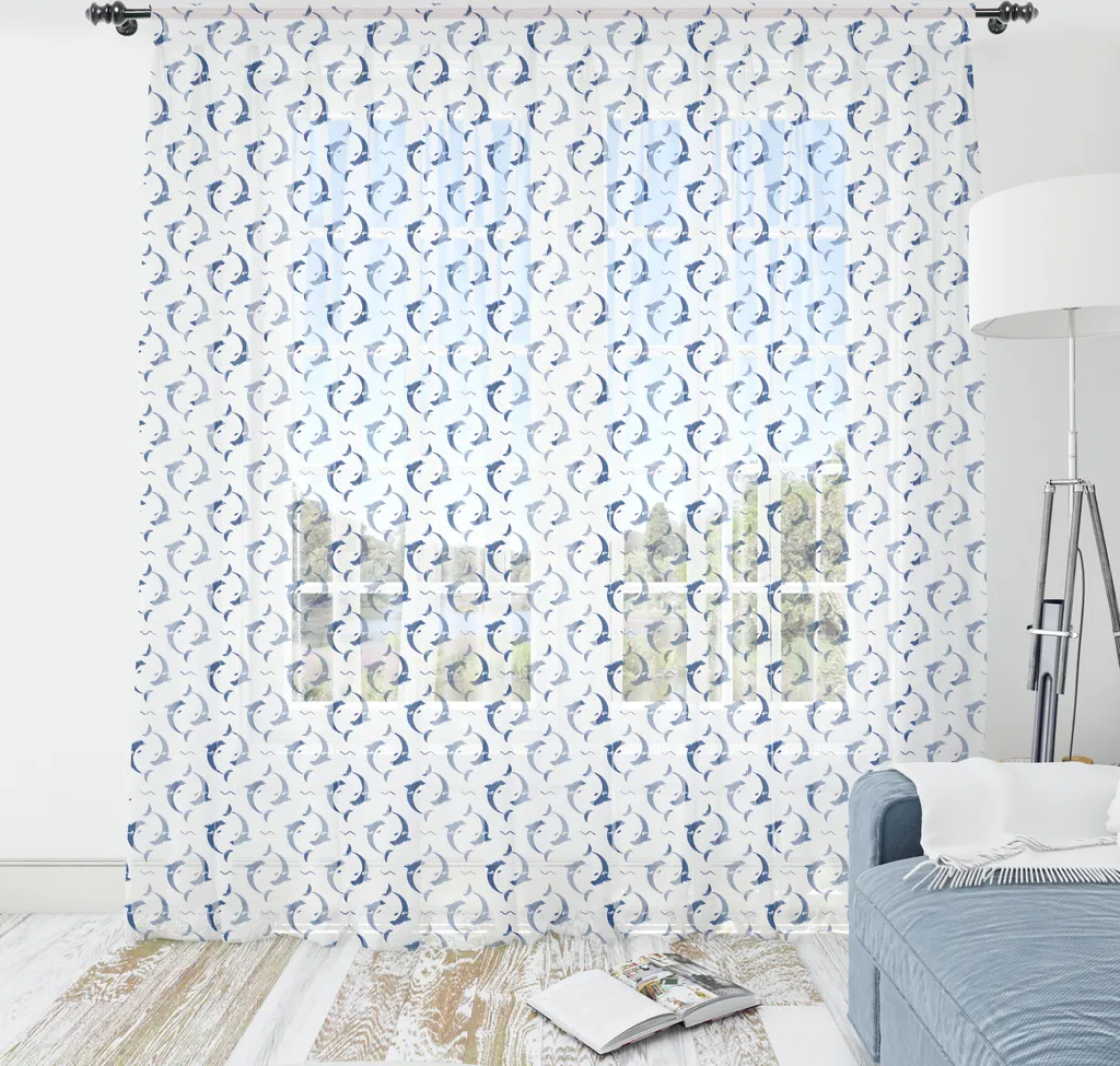 Grande Tenture Murale Dauphin 220 x 274 cm Décoration Nautique en Satin