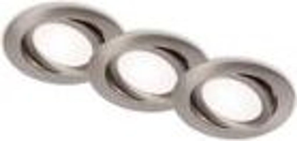 Three silver ring-shaped objects are arranged diagonally on a white background.