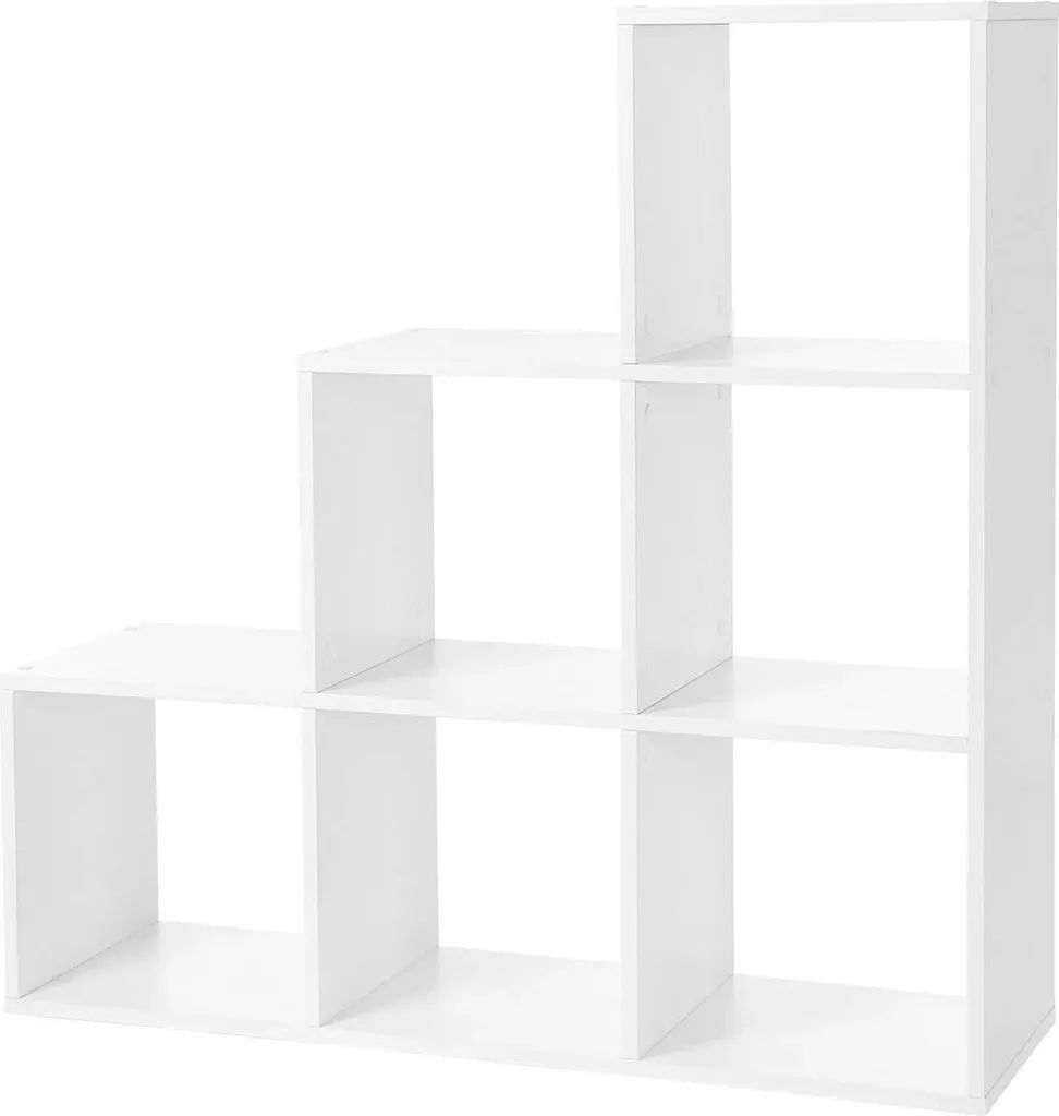 VASAGLE Bibliothèque Escalier 6 Cubes Blanc 97,5 x 29 x 97,5 cm LBC63WT