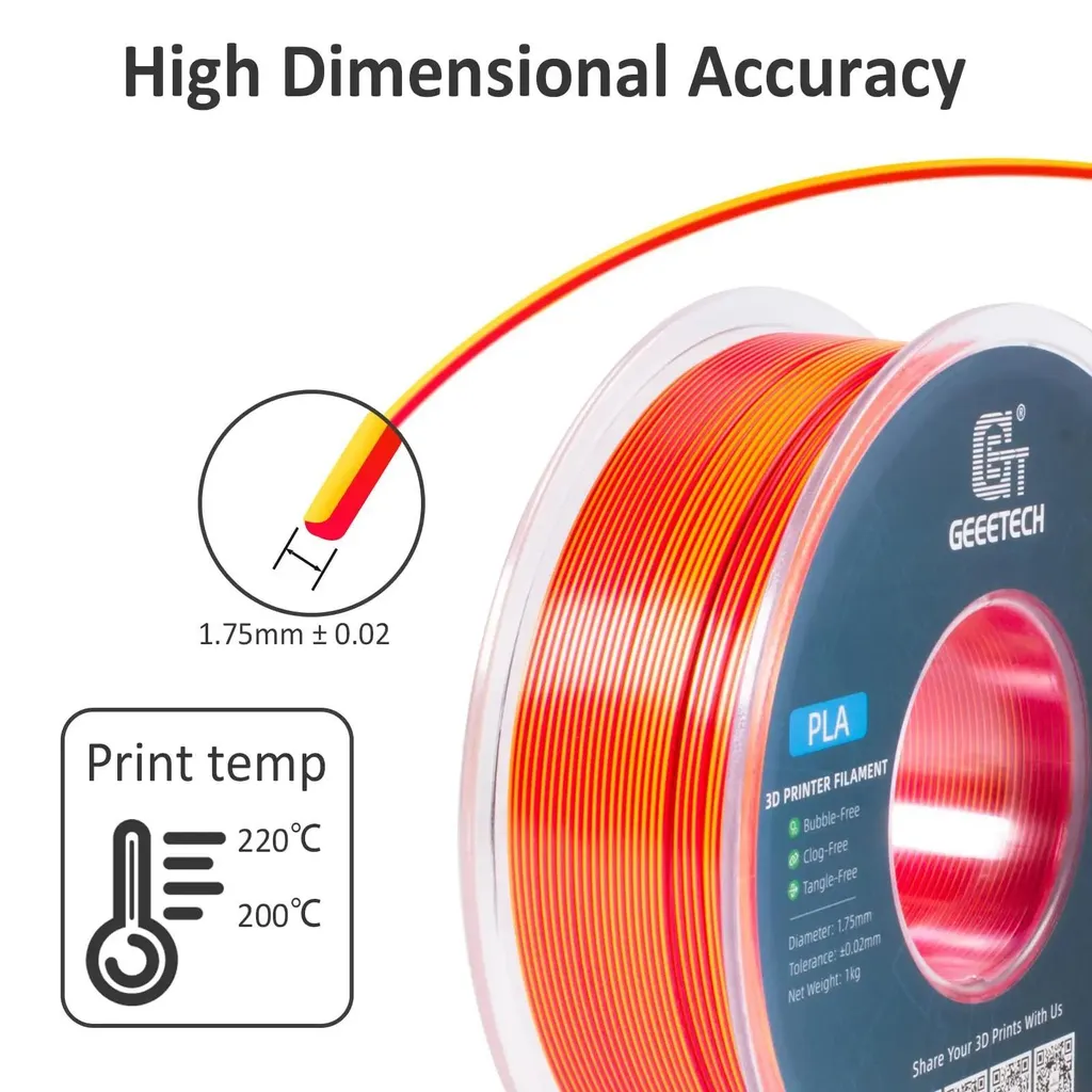 Filament 3D PLA Silk bicolore pour impression décorative - Bobine de 5 kg