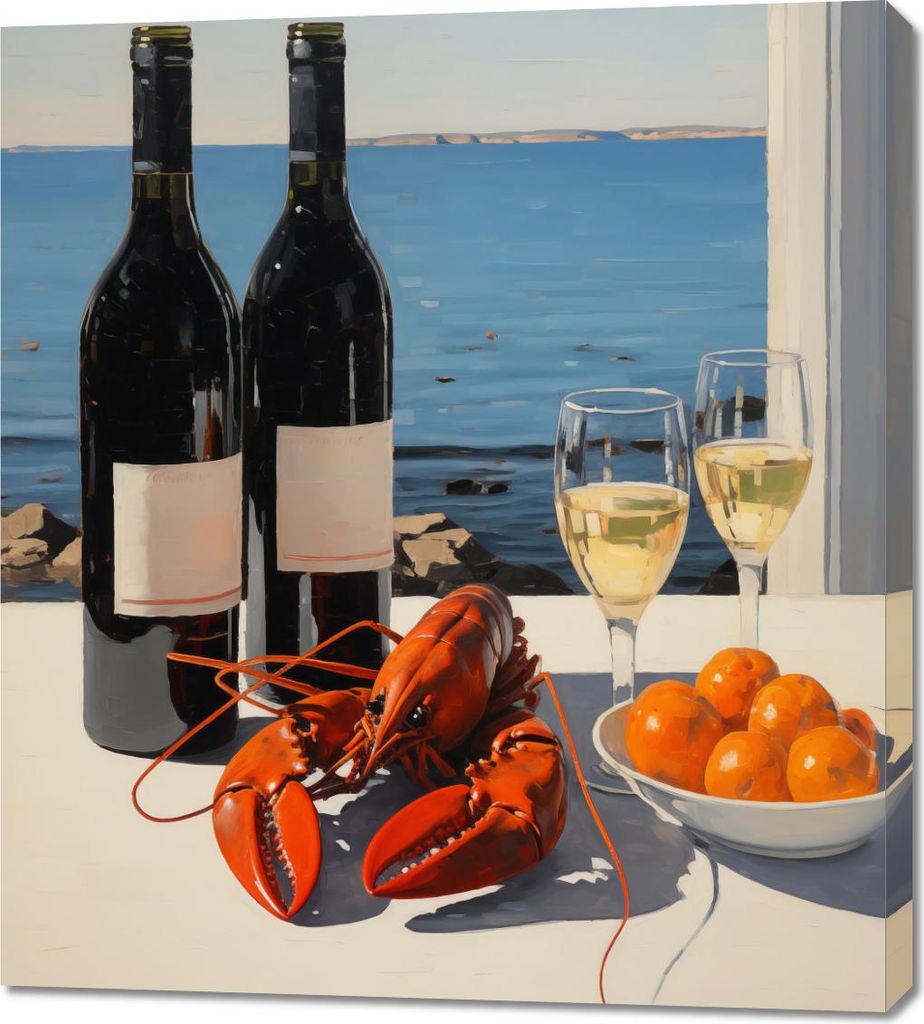 Bild 90x100cm Abendessen an der Bucht