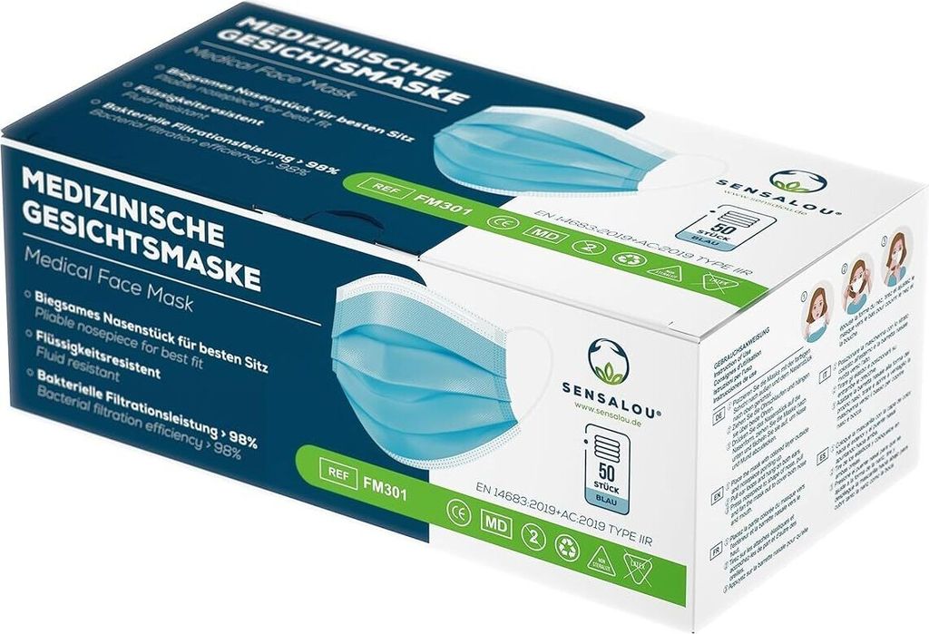 Sensalou Medizinische OP Masken - Mundschutz 50 Stück Produktbild 2