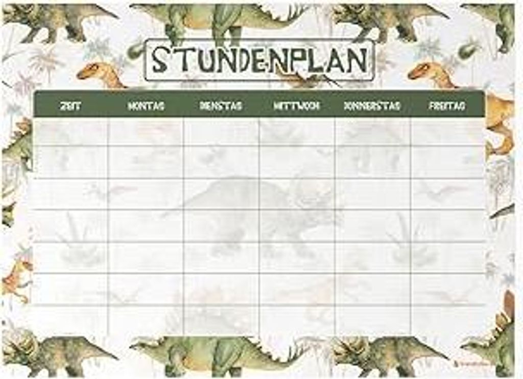 Friendly Fox Dino Stundenplan abwischbar, DIN A4 magnetischer Stundenplan abwischbar zum Aufhängen an Kühlschrank Whiteboard
