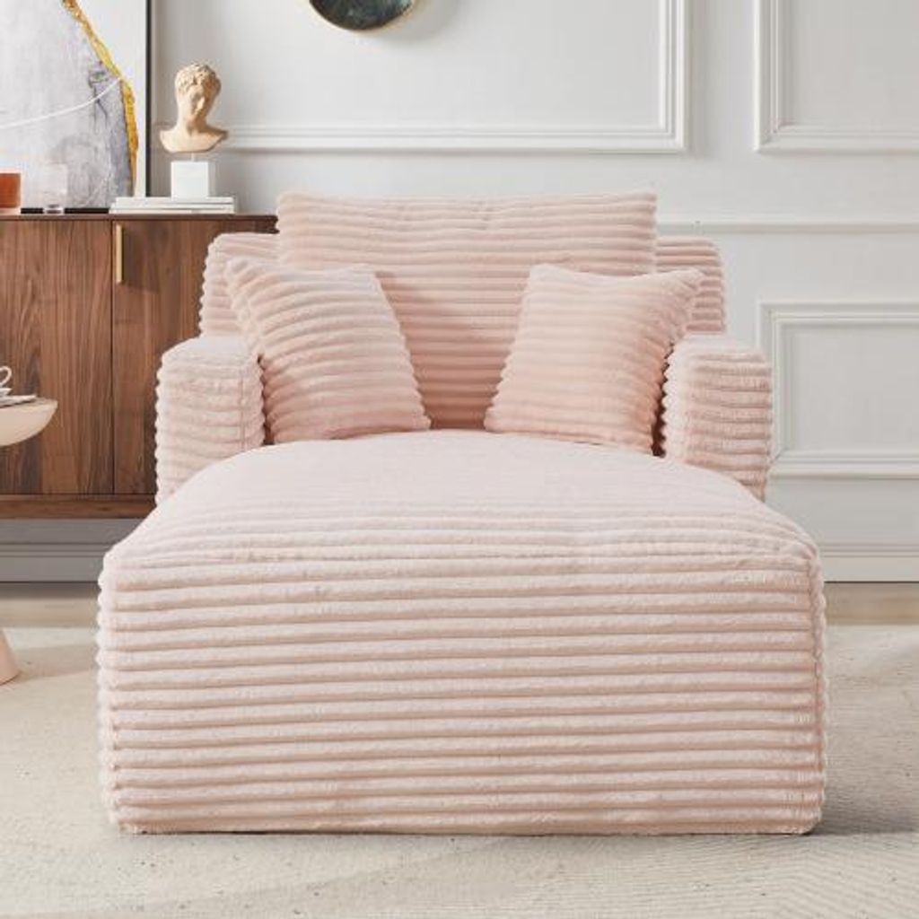 Modernes Chaiselongue Sofa aus Cord – bequemes Schlafsofa und Relaxsessel ohne Montage, Vielseitiger Liegesessel für Wohnzimmer, Büro und Apart...