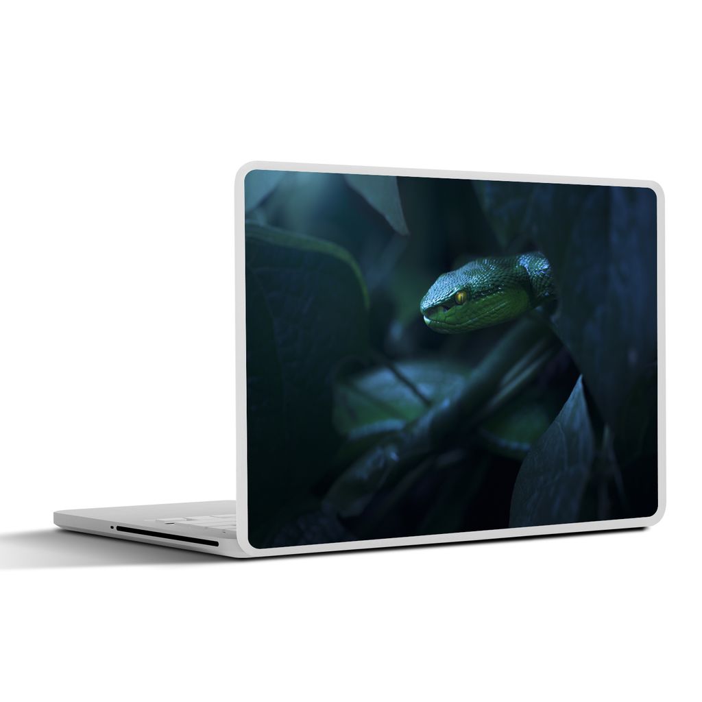 MuchoWow Laptop Aufkleber Sticker Cover Schlange - Makro - Holz 25x18 cm - Laptop-Deko