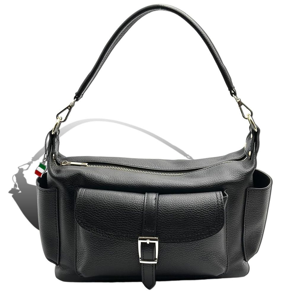 Florence Damen Schultertasche Echtleder Tasche schwarz D2OTF860S1