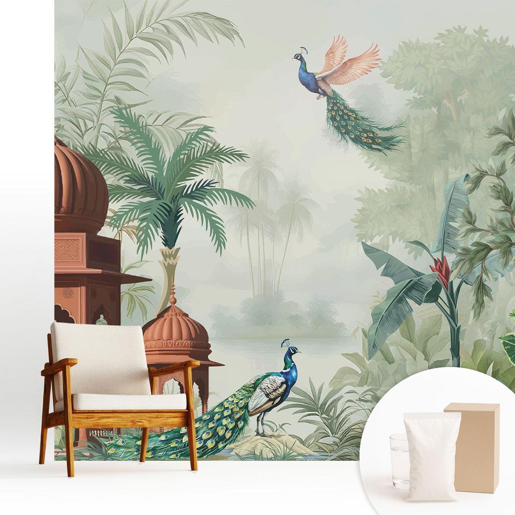 Fototapete - 250x250 cm - Tapete - Wandtapete - Wandbilder - Dekofolie - Tapete Folie - Wand - Dekoration - Wohnzimmer - Peacock Gardens