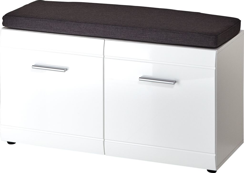 KADIMA DESIGN ISAR Schuhbank für Flur Schuhregal mit Schuhblade und Sitzbank Weiß 96 x 51 x 39