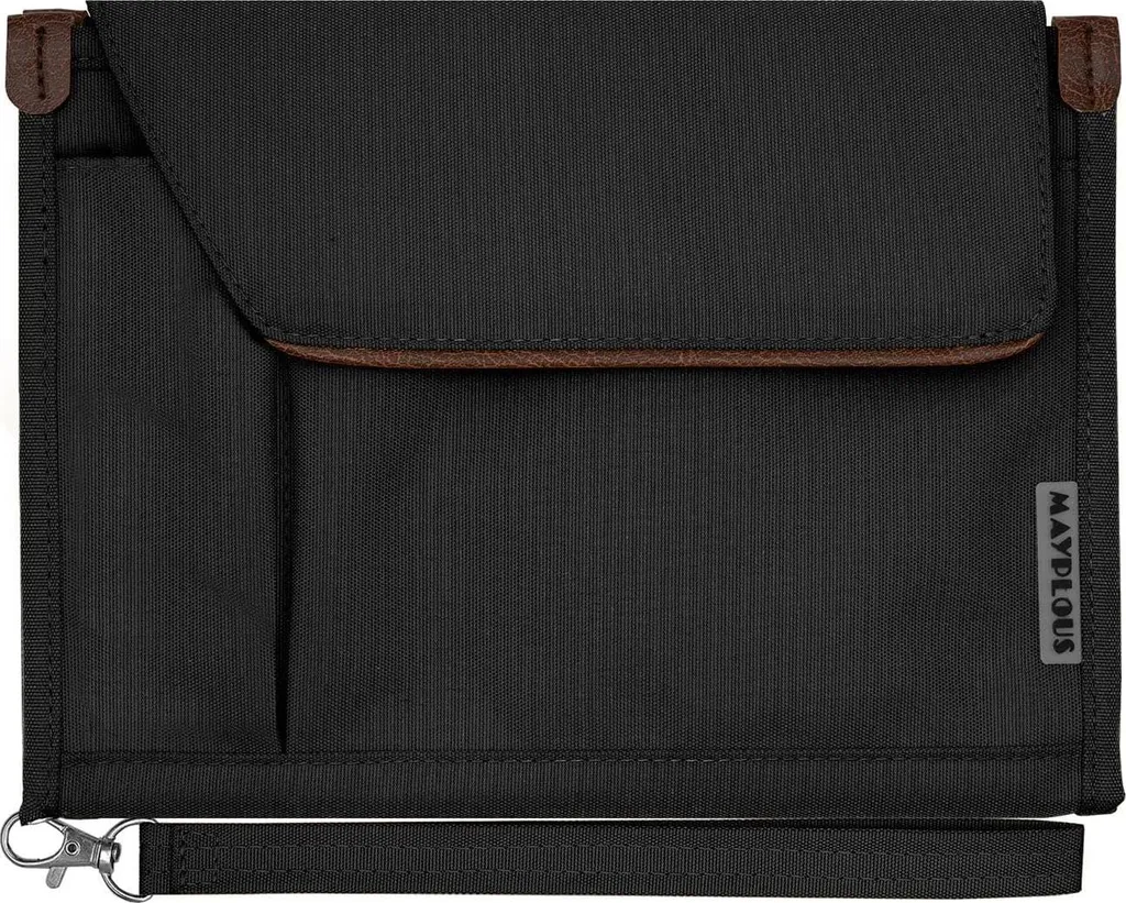 Organisateur A5 Jet Black multi-poches en cuir synthétique haut de gamme