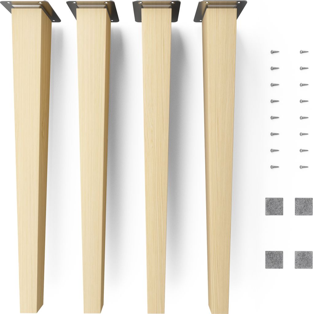 4x sossai Holzfüße eckig - gerade Ausführung 45cm Buche Produktbild 