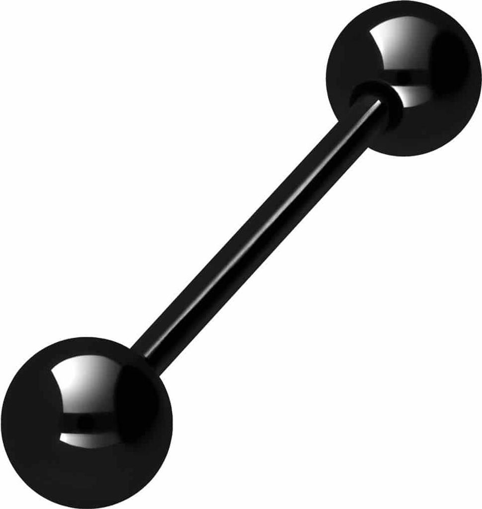 Zungenpiercing, Intim-Piercing Titan Barbell Schwarz Stablänge: 23mm + Stabstärke: 1,6mm + Kugelgröße: 6mm